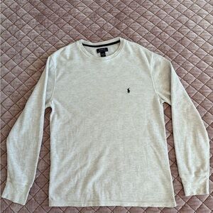 Polo by Ralph Lauren Off-White Long Sleeve Waffle  Knit Top